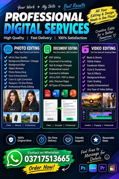 PROFESSIONAL SERVICES PHOTO DACOMENT VIDEO EDITING