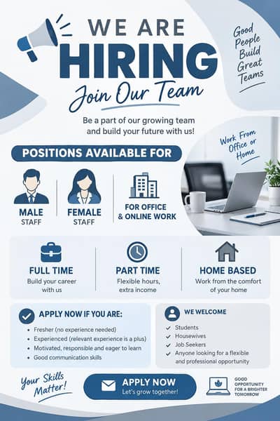 Apply now for online and office work!