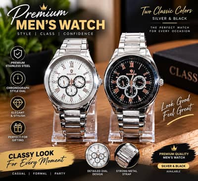 Premium Stainless Steel Chronograph Men’s Watch – Stylish & Elegant