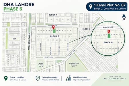 Prime 1 Kanal Residential Plot No. 07 for Sale in Block G, DHA Phase 6 Lahore