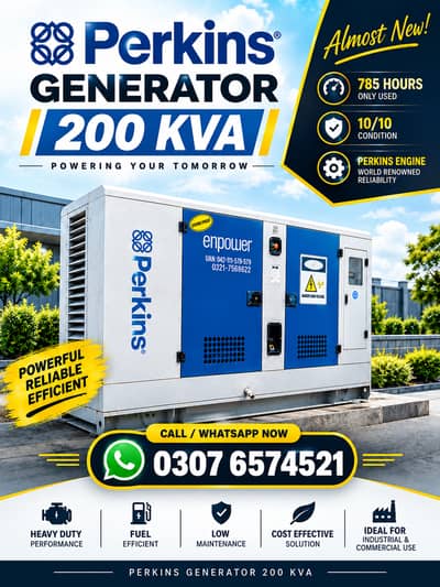 Perkins Generator 200 KVA | Almost New | Only 785 Hours | 10/10 Condit