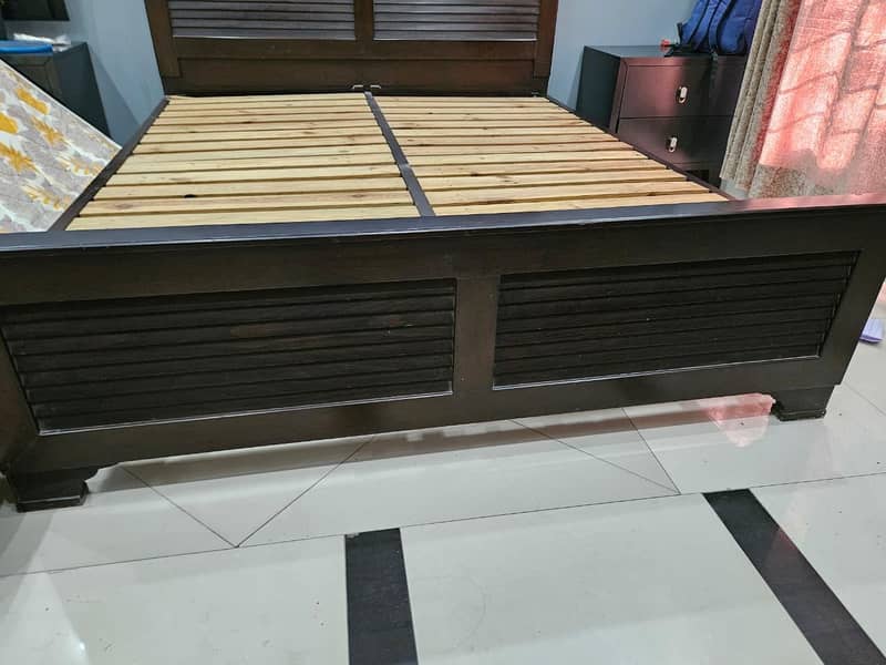 Bed + Side tables Solid Wood 2