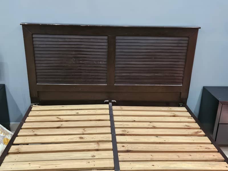 Bed + Side tables Solid Wood 4