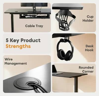 Electric height adjustable desk, standing desk, motorized desk