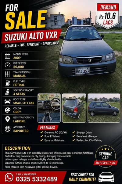 Suzuki Alto VXR 2009 only serious buyers contact on:03255332489