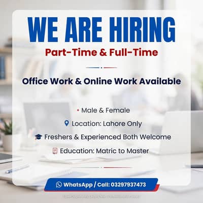 ONLINE WORK AND PART TIME WORK AVAILABLE FOR MALES AND FEMALS