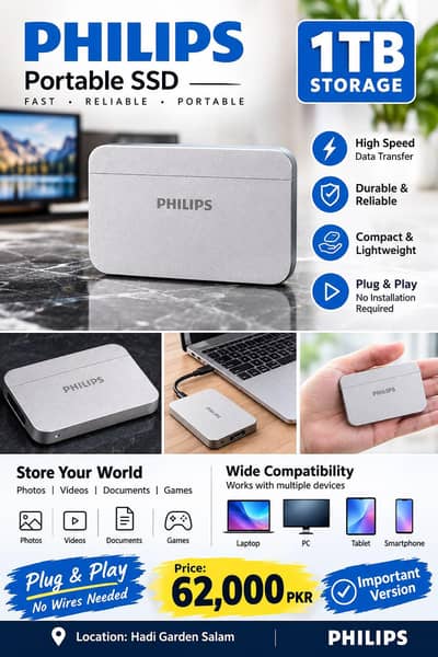Philips 50UC0 1TB Portable SSD – Plug & Play