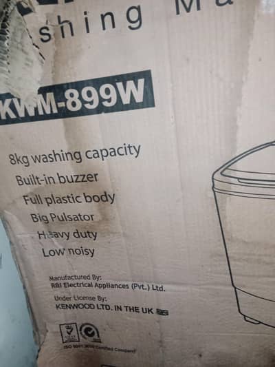 washing machine 8 kg washing capacity Kenwood company box pack