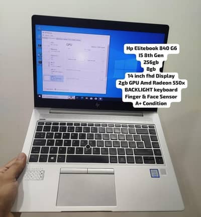 2GB GPU ELITEBOOK 840 G6|i5-8Th| 256gb nvme|8Gb Ram 14 inch FHD