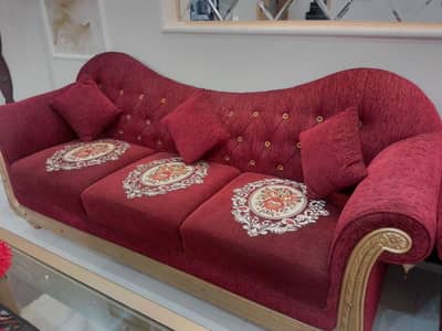 6 seter sofa set pure wooden with molty foam cushions i