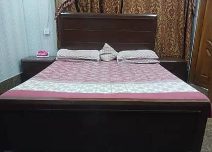 just 1 Year Used Solid Double Bed with Side Tables. Without Mattress