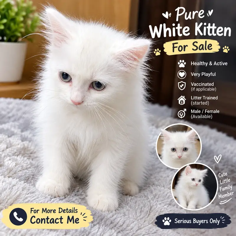 Beautiful White Persian Kitten for Sale  | Cute & Fluffy — photo 5