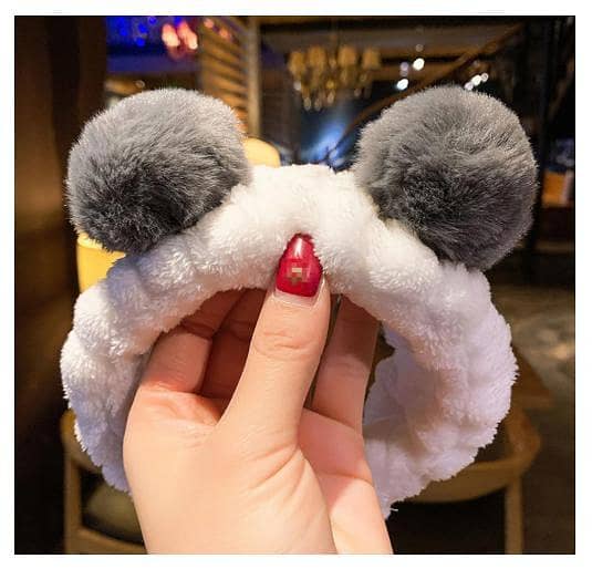 1PCS Fluffy Panda Makeup Headband for Face Washing & Skincare - Reusable Spa Shower Hair Wrap for Women & Girls R5727