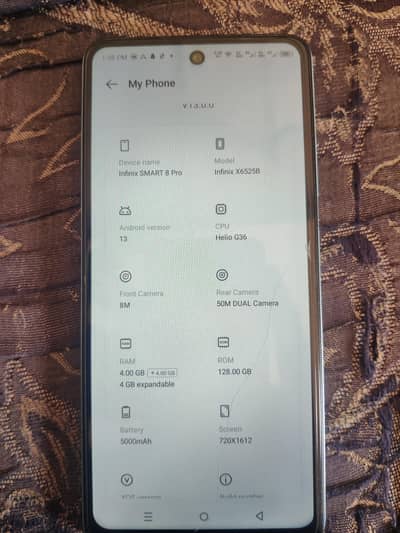 Infinix samrt 8 pro 4+4/128 pta approved