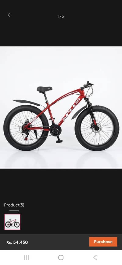 Red Fat Tyre Mountain Bike | Disc Brake | Front Suspension | For Sale
