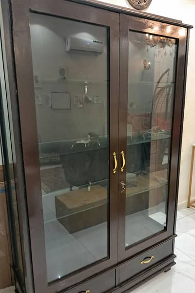 Luxury Solid Wood Showcase & Crockery Cabinet (Heavy-Duty Reinforced)