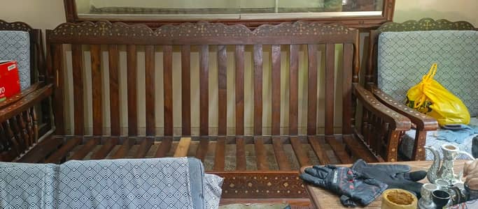 Sheesham Wood 5 Seater Sofa Set For Sale - Antique Design
