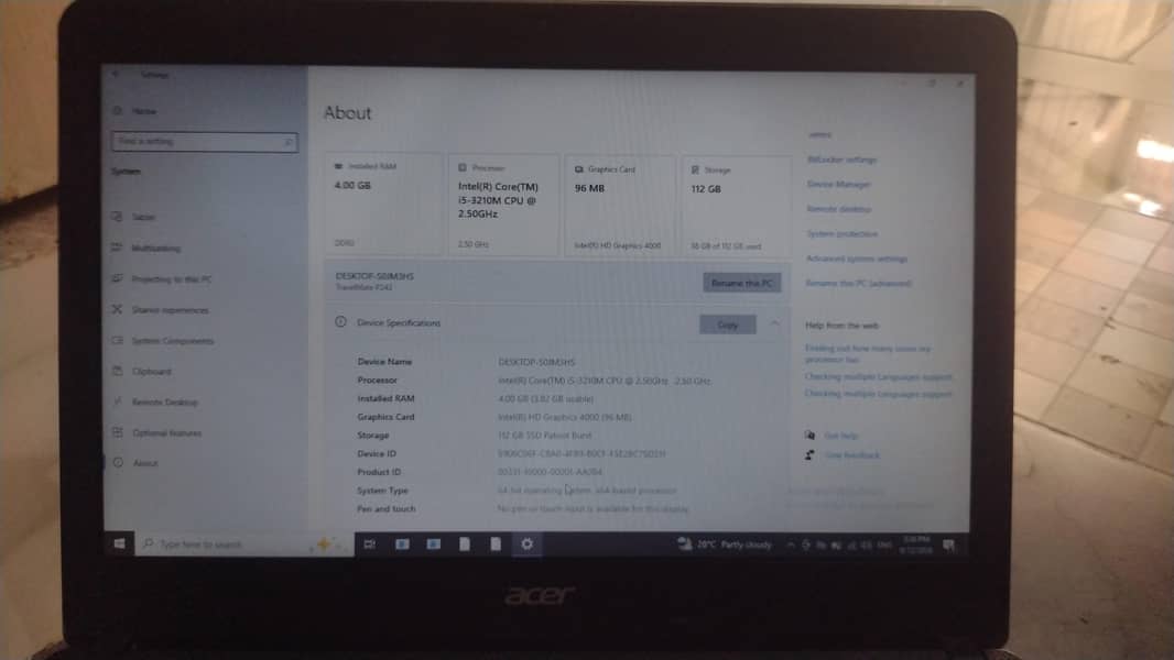 Acer i5 3rd generation 3
