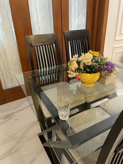 Elegant Dark Wood Dining Table Set – 8 Seater
