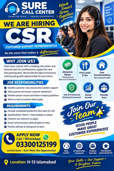 FEMALE CSR JOB OPPORTUNITY