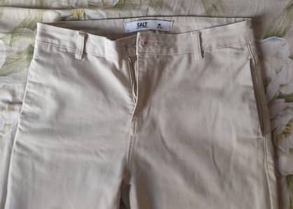 SALT by Gul Ahmed Slim Fit Trousers / Chinos - Cream/Offwhite W32 L30