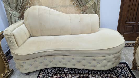 Luxury 3 Seater Velvet Sofa | Cream Beige | Excellent Condition