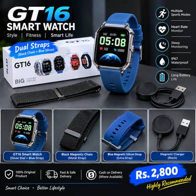 Gt16 Smart watch | Dual Straps | Android and IPhones  Compatible