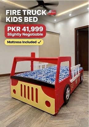 Fire truck themed bed