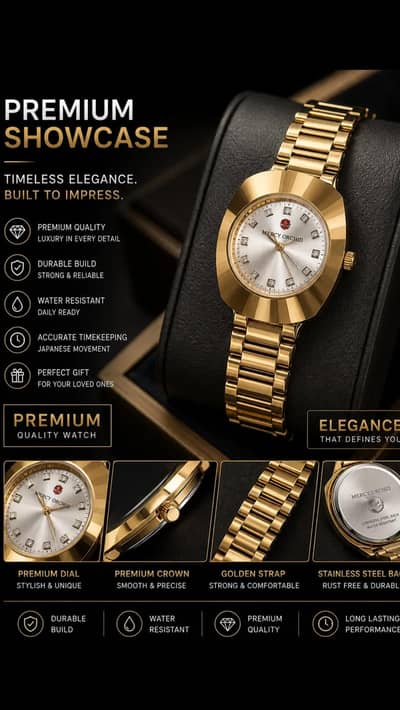Premium Golden Men’s Watch – Stylish & Elegant