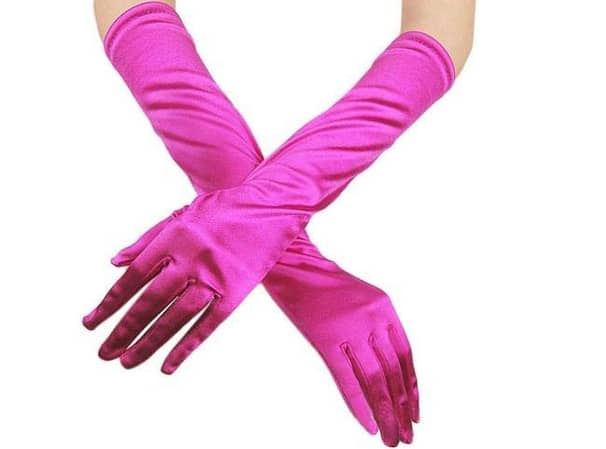 1 PCS Women Satin Long Opera Gloves Stretch Elbow Length Formal Party Prom Costume Accessories (Hot Pink) R5730