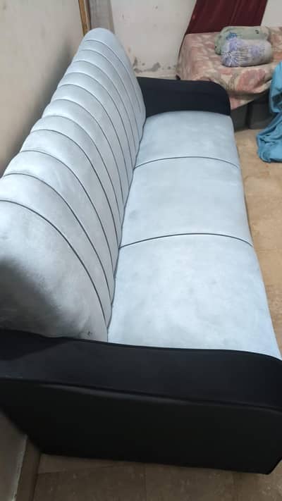 3 Seater Sofa Set - Light Blue & Black - Excellent Condition