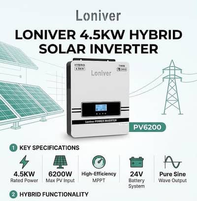 Hybrid Solar Inverter | PV6200 | On-Grid I Loniver 4.5KW Best Inverter