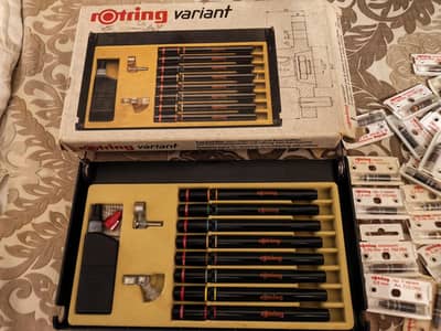 rotring technical pen set of 8 with multiple nibs