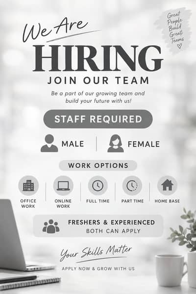 Apply now for online and office work