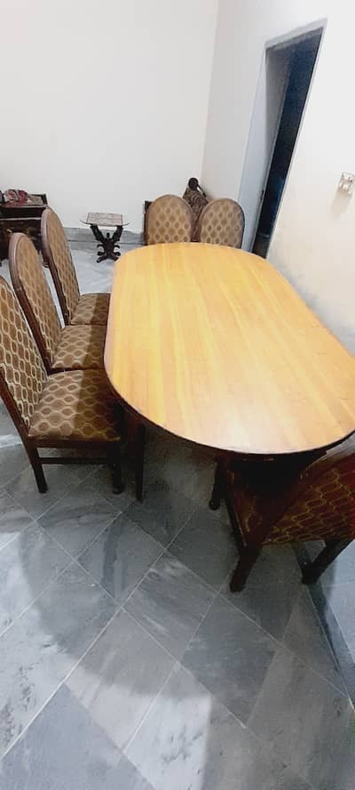 Wooden dining table with 6 chairs