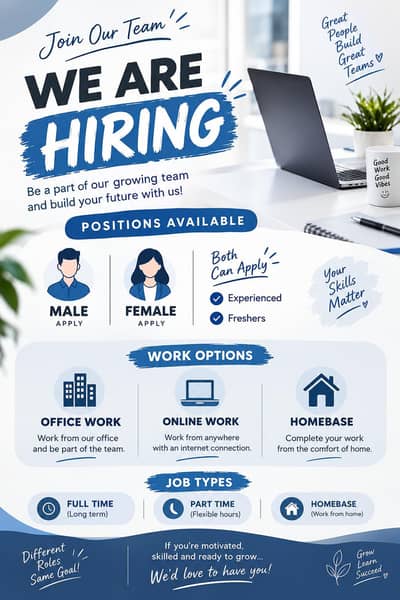 Hiring staff for online and office work