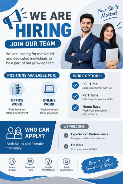 Hiring staff for online and office work