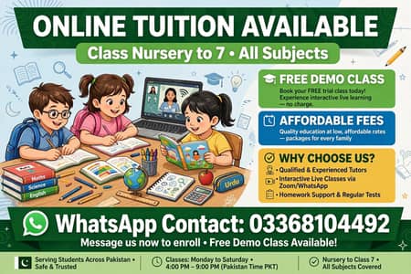 female online tutor available nursery to 7