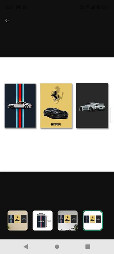3-piece Car Arts Wall set with Porsche, Ferrari & silver car