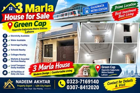 3 Marla single story house green cap opposite gajjumate metro station Lahore