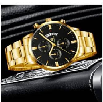 SHAARMS Simple Men Quartz Movement Watch Steel Band Calendar Analog Wristwatch A R8381