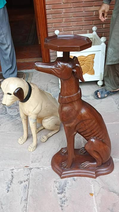 solid wooden antique greyhound dog his masters voice dog shesham solid