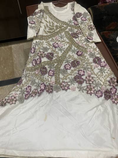 White multi colour maxi/party wear/urgent sale/complete dress