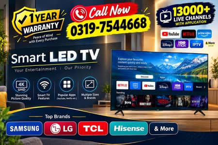 55 inches Google Led Tv Samsung LG TCL Hisense Multynet with warranty
