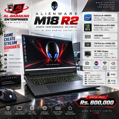 Dell Alienware M18 Gaming Laptop - RTX 4080 | I9 14TH GEN