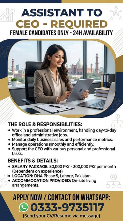 female assistant to ceo required