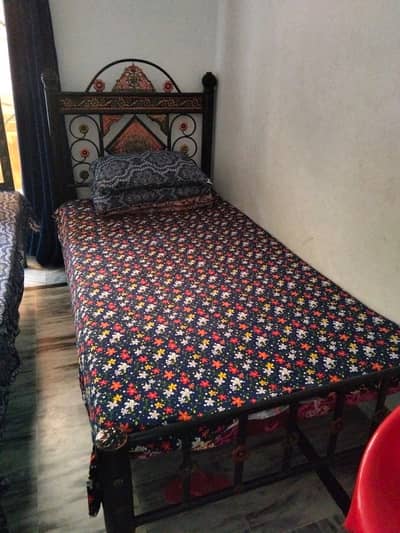 Single iron bed with mattress