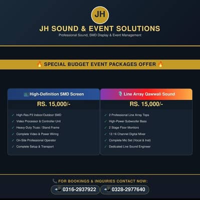 SMD screen for rent | SOUND system | wedding stage lights |karachi.