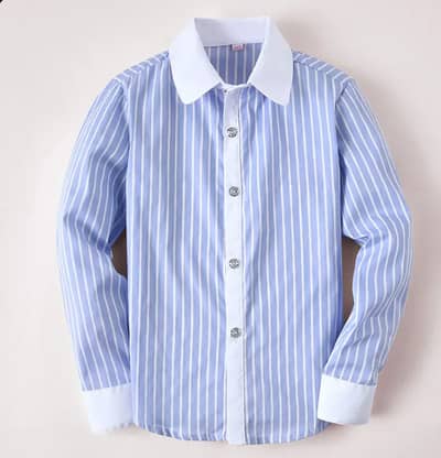 Blue Striped Cotton School Shirt Boys Girls Middle School