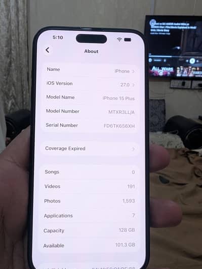 Apple iPhone 15 Plus  Black  87% Battery Health 128GB Ios 27 Updated